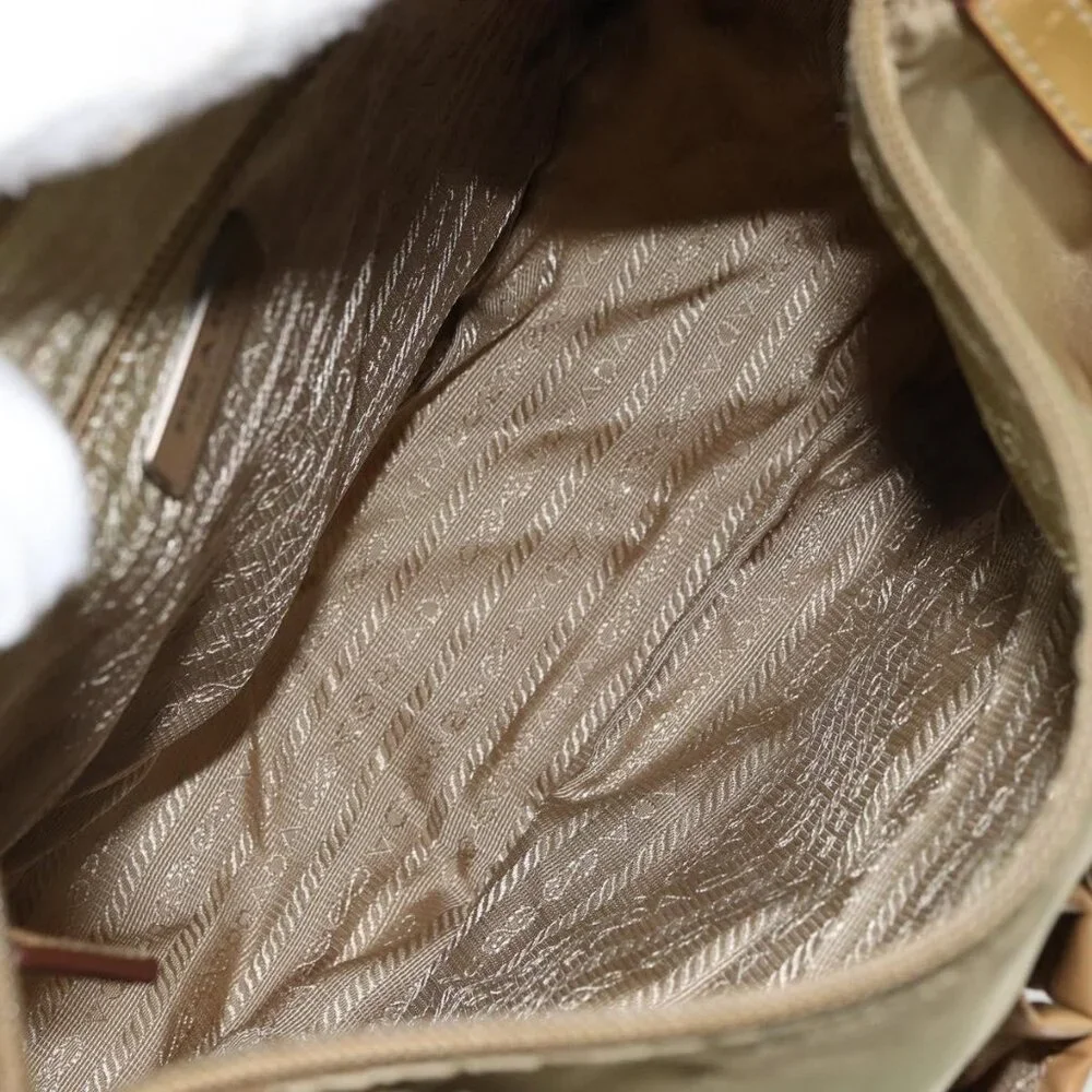 Authentic PRADA Shoulder Bag Nylon Beige Silver - Picture 3 of 16